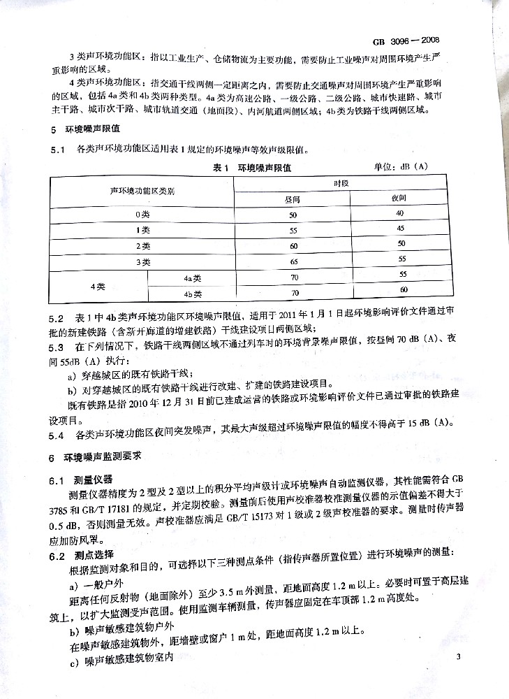隔音聲環境質量標準